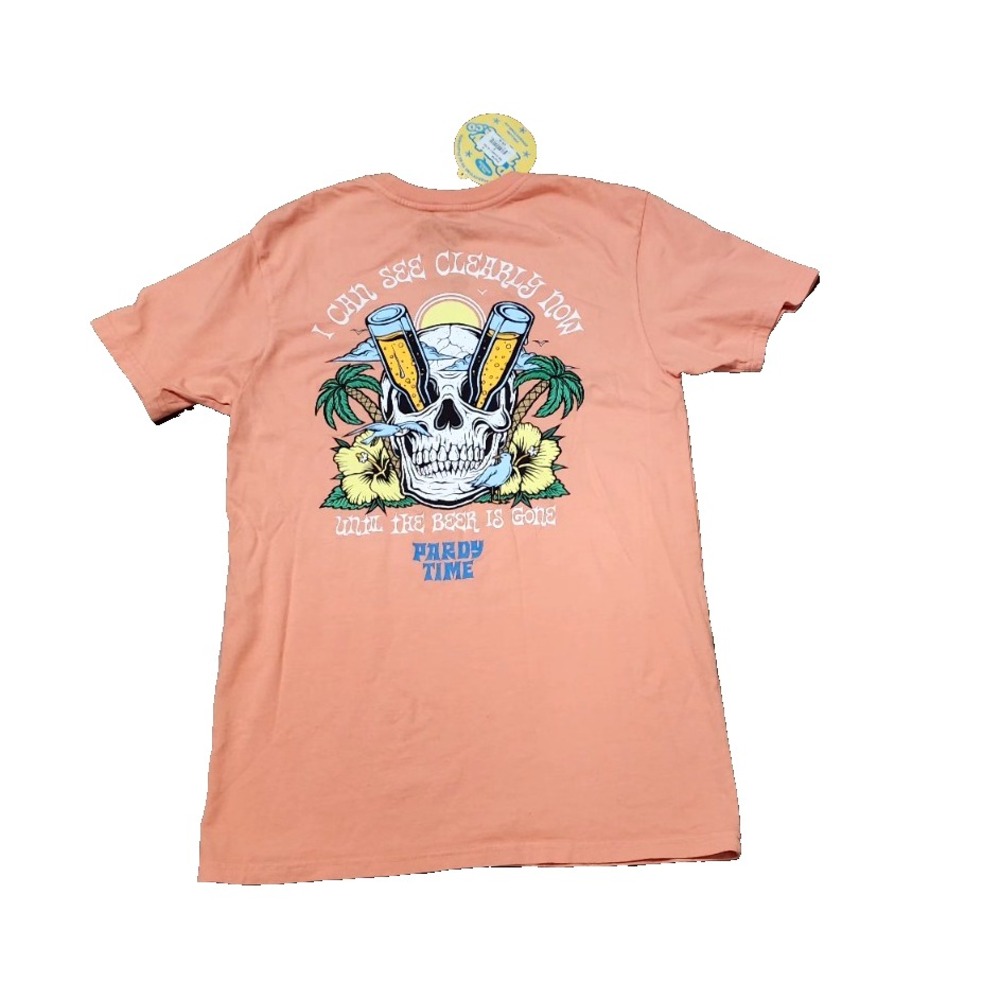 NEW Pardy Time Buckel See Clearly T-Shirt Men's Orange Short Sleeve T-shirt Sz S